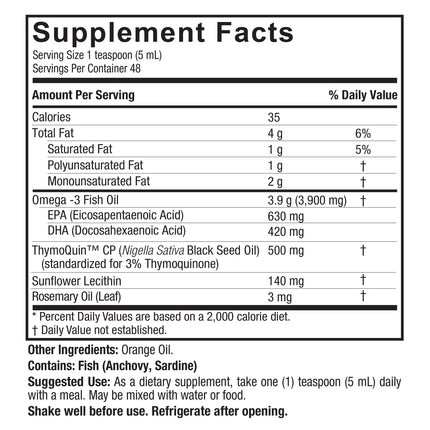 Vloeibare Omega - 3 Black Seed Olie - zwarte komijnzaadolie extract (240ml) - Nature's Answer - SuperfoodShop