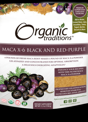 Organic Traditions Maca X-6 Black and Red-Purple (150 g)