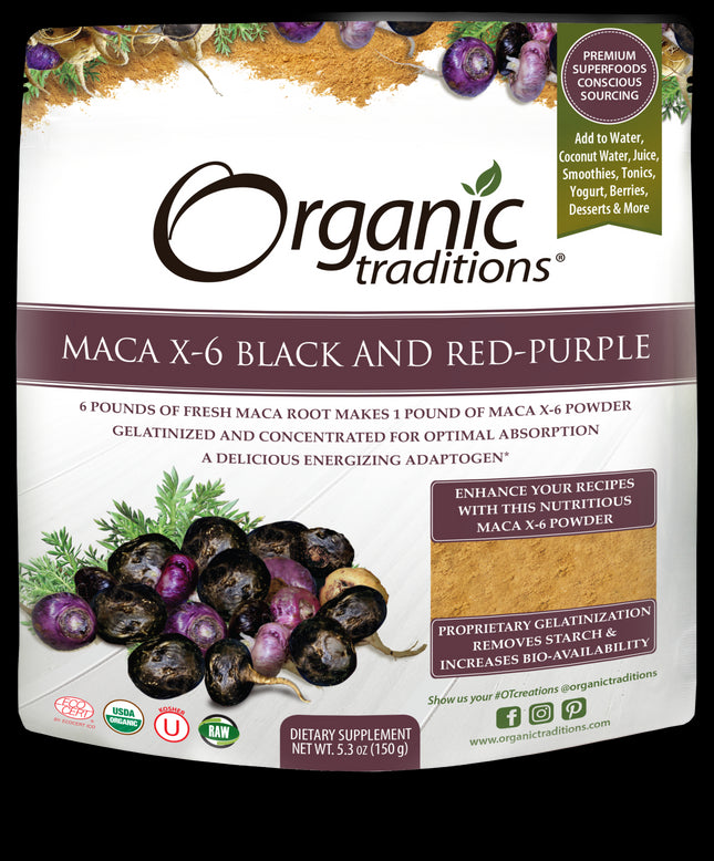 Organic Traditions Maca X-6 Black and Red-Purple (150 g)