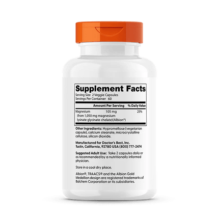 High Absorption Magnesium – 105 mg per dosering - 120 Capsules - Doctors Best - SuperfoodShop