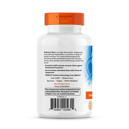 High Absorption Magnesium – 105 mg per dosering - 120 Capsules - Doctors Best - SuperfoodShop