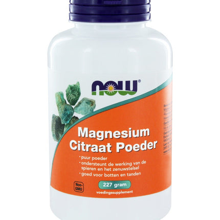 Magnesium Citraat Poeder 227 g – Puur & Goed Oplosbaar Magnesium - Now Foods - SuperfoodShop