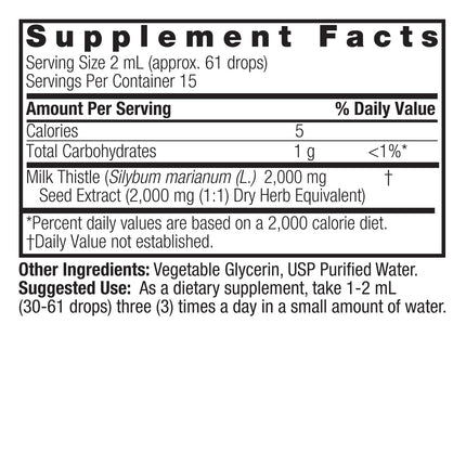 Mariadistel Extract – Alcoholvrij & Vloeibaar 2000 mg - Nature's Answer - SuperfoodShop