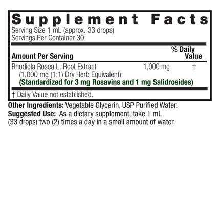 Rhodiola Extract Druppels – Alcoholvrij 30 ml - Nature's Answer - SuperfoodShop