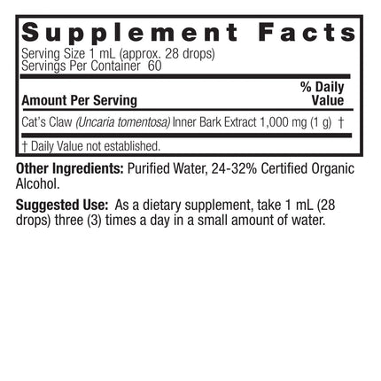 Cat’s Claw Extract – Alcoholvrij Kruidenextract (2000 mg per dosering) - Nature's Answer - SuperfoodShop