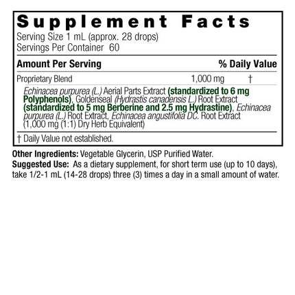 Echinacea & Goldenseal Vloeibaar Extract – 30ml – Alcoholvrij - Nature's Answer - SuperfoodShop