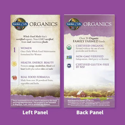 Organics Women's Once Daily - Organic Multivitamin for Women (30 tab) - 60 tablets
