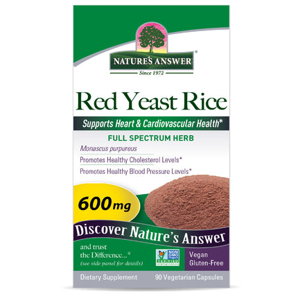 Red Yeast Rice 600mg – 90 Vegan Capsules - Nature's Answer - SuperfoodShop
