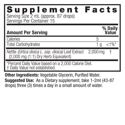 Nettle Leaf Vloeibaar Extract – 2000mg – Alcoholvrij - Nature's Answer - SuperfoodShop
