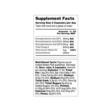 Opti3Omega Algenolie – Plantaardige Omega 3 Capsules - Vegetology - SuperfoodShop