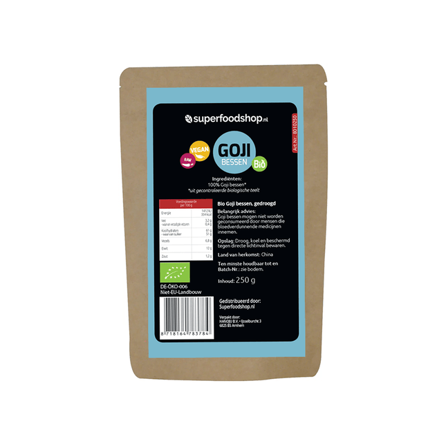 Bio Goji Bessen 250gr – Pure & Natuurlijk - Superfoodshop - SuperfoodShop