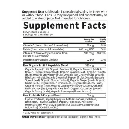 Vitamin Code RAW IJzer – Plantaardig & Zuiver - (30 capsules) - Garden of Life - SuperfoodShop