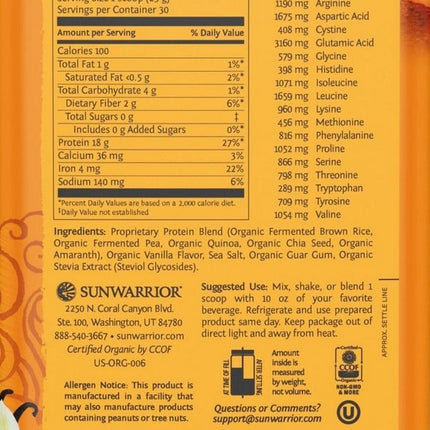 Classic Plus Proteïne – 750 g - Biologisch - Sunwarrior - SuperfoodShop
